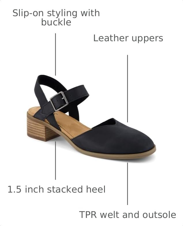 Image of TOMS Women's Jaclyn Block Heel Mary Jane, Leather Upper, Adjustable Strap and Buckle, CloudBound Insole,1.5 inch Heel