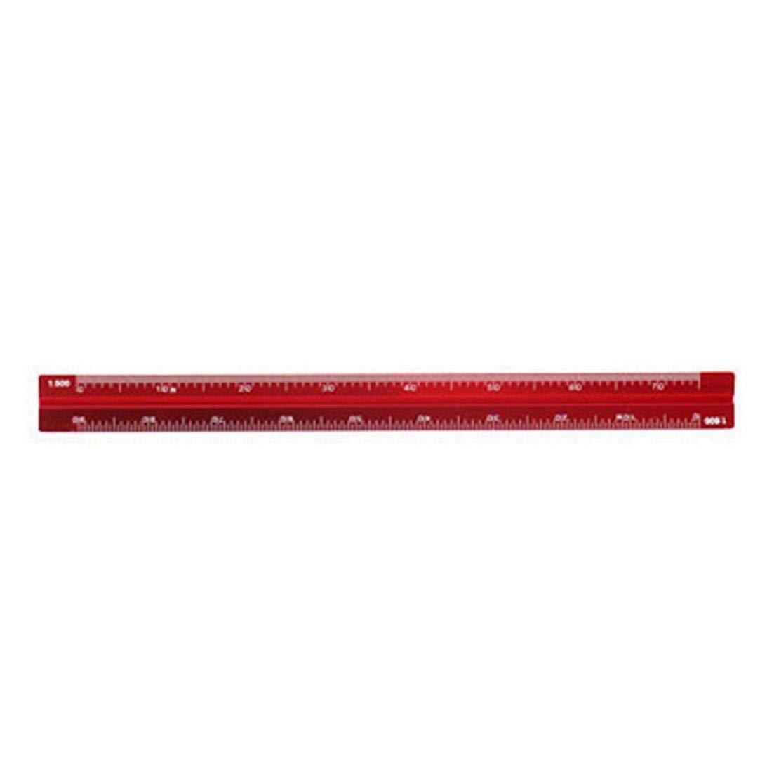 Zonfer Red Scale Ruler Architect, Ruler, Triangular Architects Scales Ruler Metal Aluminum Ruler (Red) 15Cm