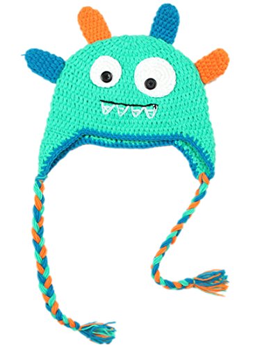 Kafeimali Children's Baby Winter Caps Crochet Earflap Beanie Knit Cartoon Big Eyes Devil Hats