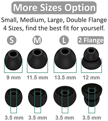 Image of 16 Pairs Powerbeats Pro Ear Tips Buds, 4 Size Replacement Soft Flexible Fit in Case Noise Reduce Silicone Rubber Gel Earbuds Eartips Wing Skin Accessories Compatible with Beats Flex /BeatsX - Black