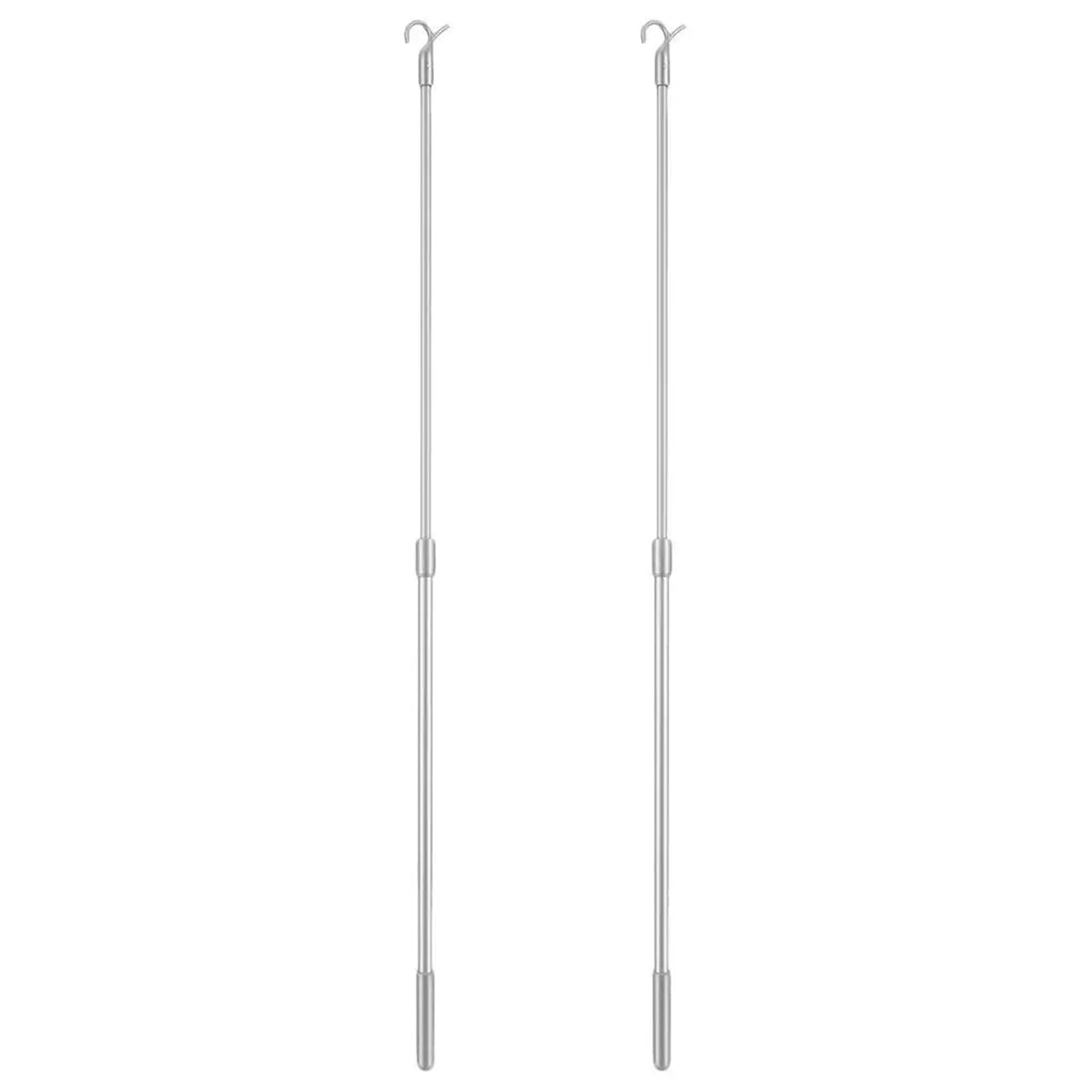 XILEUDUOD Telescopic Window Pole Rod Opener 2Pcs Telescopic Curtain Rods Adjustable Aluminum Alloy Extendable Draw Wands for Bedroom Living Room