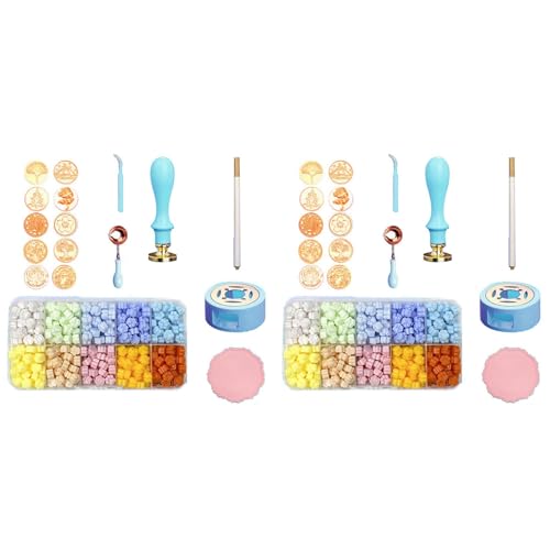 Kit Sceau de Cire complet 34 pièces avec chauffe-cire et stylo de décoration bleu azur