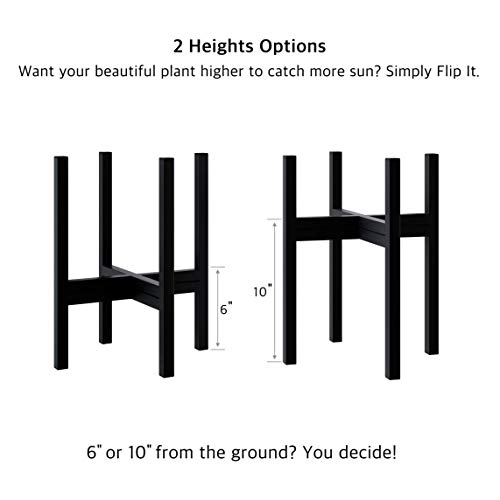Faithland Mid Century Plant Stand Indoor Outdoor (Excluding 10" Plant Pot), Metal Planter Stand, Potted Plant Holder, Black, Hold Up To 10 Inch Planter - Fits Snake Plant - Upgraded Design. #TOP2