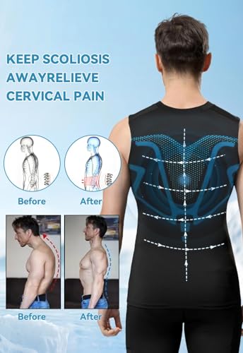 SHEKINI Men's New Version Ionic Compression Shirt Sleeveless Vest Body Shaping Tank Top Tummy Control3