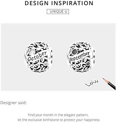 April 925 Sterling Silver Original Birthstone Charms fit Pandora Bracelets Necklace Perfect Jewelry Birthday Loved Beads Gift for Women Girls Mom Daughter - Image 9