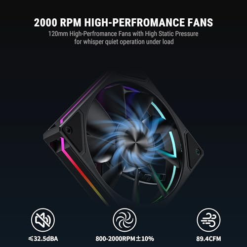 Image of Ant Esports V8 Digital CPU Air Cooler CPU Fan with LED Temperature Display & ARGB|2x120mm FANs| Support Intel - LGA1851 / 1700 /1200 AMD - AM5 / AM4