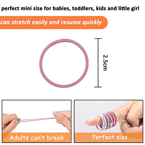 Whaline 200PCS Baby Hair Tie, Multicolor 2mm Hair Bands No Crease Hair Elastics Small Ponytail Holders Hair Accessories for Kids Girls Infants Toddlers