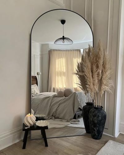 CQHVKQ 76"× 34" Full Length Mirror with Stand Large Arched Floor Mirror Full Length Oversized Full Body Mirror for Bedroom Living Room and Walk-in Closet（Black）