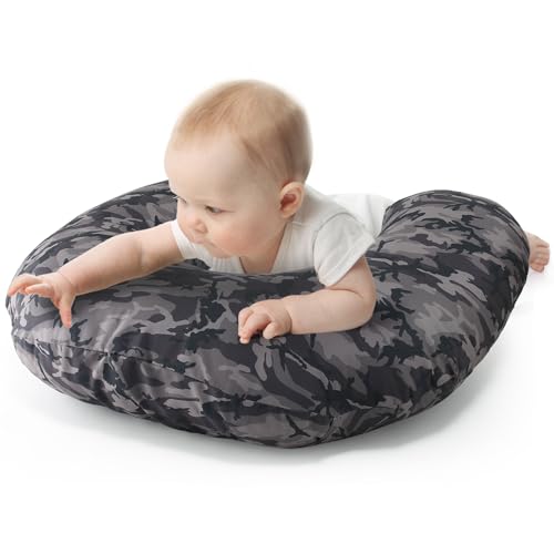 Image of The Peanutshell Black Camo Nursing Pillow for Breastfeeding | Pillow & Nursing Pillow Cover for Baby Boys