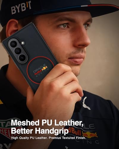 Image of CG MOBILE REDBULL Racing [Official Licensed] Magnetic System | Meshed PU Leather Case with Red Ring Protective Case /Cover Designed for Galaxy Z Fold 7 (2025) - Navy