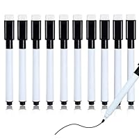Autoau Whiteboard Marker 10 Stück, Folienstift Abwischbar Magnetisch Whiteboard Stifte Schwarz Dry Erase Marker für Whiteboards Memoboard Flipchart(11.3 * 1cm)