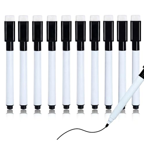 Autoau Feutre Ardoise Effacable 10 Pièces Stylo Feutre Tableau Blanc Effacable Magnetique Marqueur Tableau Blanc Effacable Noir Faible Odeur une Ldéal pour...