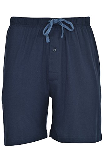 Hanes Men's 2 Pack Jersey Cotton Knit Tagless Sleep & Lounge Drawstring Shorts, Chambrey Blue Heather/Bright Navy, Medium3