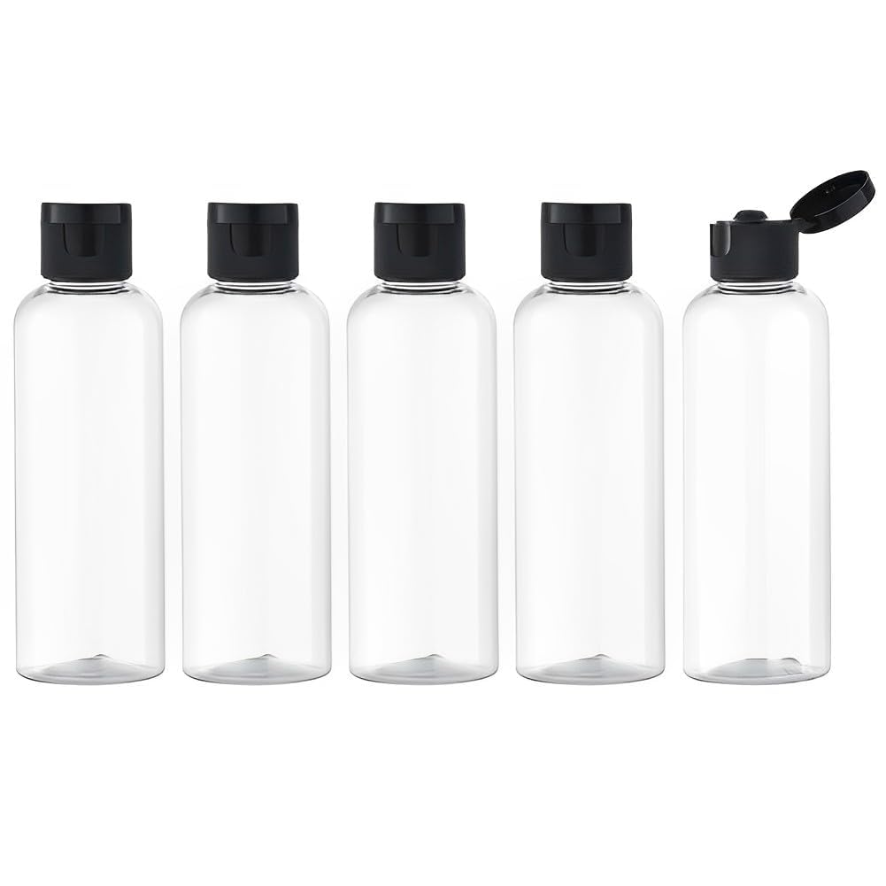 SHREE MAHA 100ml Empty Clear Plastic Bottles Refillable Travel Size Cosmetic Travelling Containers Small Leak Proof Squeeze Bottles with Black Flip Cap for Toiletries,Shampoo. (Pack of 5)-image-47