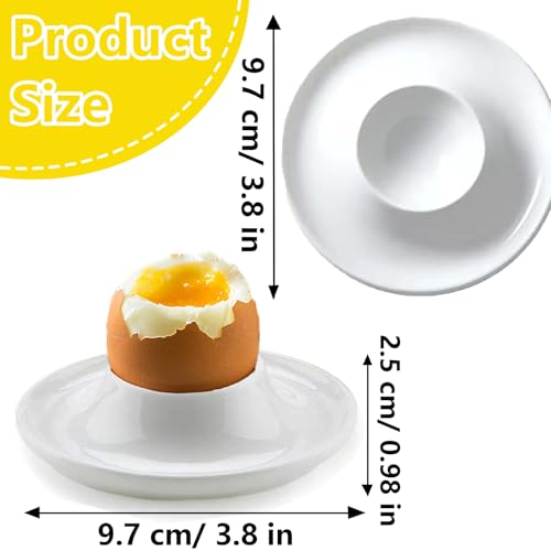6Pcs Egg Cups, Egg Holders Soft Hard Boiled Egg Cup Classic Style White Plastic Egg Stand Plates Egg Tray for Hard Soft Boiled Eggs Dishwasher and Microwave Safe - Image 2