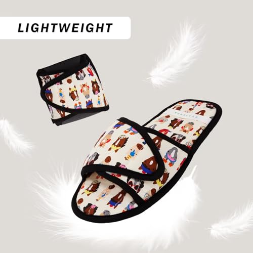 Image of EUXTERPA Women Travel Slippers, Adjustable Ladies Slipper, Lightweight Easy Carry Foldable Travel Slippers with Storage Bag