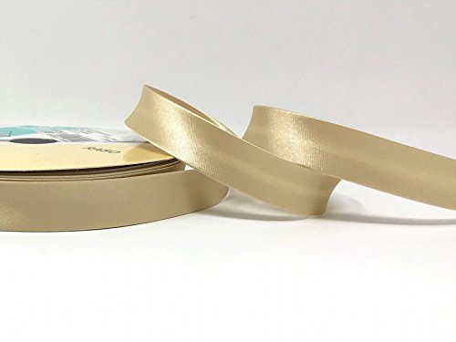 Fany Byetsa - Cinta al bies (Satinada, 18 mm, 3 m), Color Dorado Este es un Corte de un Rollo, presentado en una Tarjeta de Bertie's Bows.