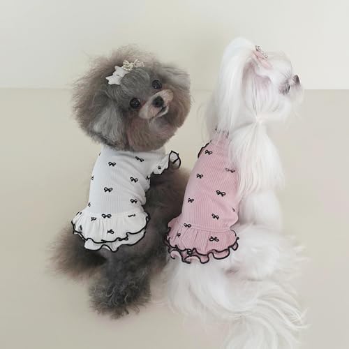 Yoolhamy Hundekleidung für kleine Hunde, Chihuahua Kleidung, Hunde Shirt Dünn Frühling, Sommer, T-Shirts, Rüschen, atmungsaktives Kleid für Shih Tzu Yorkshire, Welpen, Mädchen, Haustiere