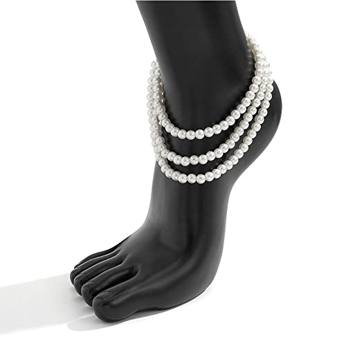 Rgwtgkyh Layered Pearl Anklet Summer Fashionable Beach Ankle Bracelets Foot Jewelry Gifts For Women Girls #TOP1