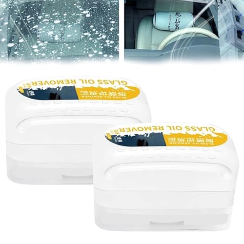 SHUOHONG 2 Pièces Nettoyage Voiture Brosse Pare-Brise, Nettoyant Vitre Dissolvant de Film D'huile de Verre pour Voiture, Film pour Vitre, Nettoyant Voiture, Nettoyant Vitre Voiture Multifonctionnelle