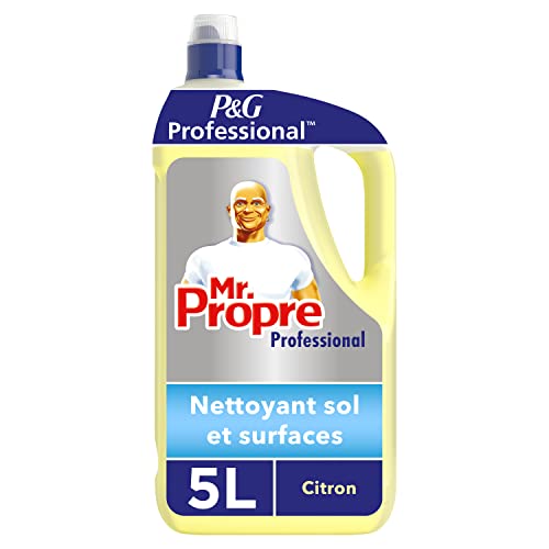 Mr. Propre Professional - Nettoyant Sols et Multi-Surfaces Citron d'été 5L - Multi-usages, Nettoie graisse et saleté, Brillance durable, 1 bidon=83 seaux de solution