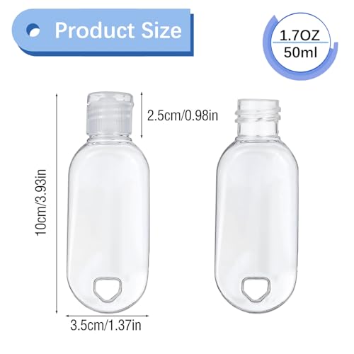 5 Pcs Refillable Travel Bottles Hand Sanitizer Travel Size Holder with Keychain Portable Empty Plastic Bottles Leakproof Squeeze Containers with Clip for Home Office Outdoor2