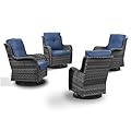 Wicker Patio Furniture Set- 4 Pieces Swivel Patio Chairs,PE Rattan Outdoor Rocking Chairs Porch Furniture for Garden Deck