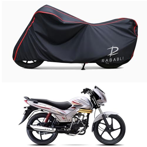 Image of Waterproof Bike Body Cover Compatible for | Mahindra Centuro N1 | Taffeta Fabric, Red Piping Design, Bottom Elastic Fit | Dustproof, Sun UV & Rain Protection for All Bikes