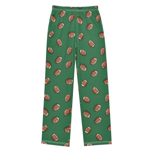 American Football Green Lounge Pajama Pants Soft PJ Bottoms for Sleepwear Ages 6-14 Years