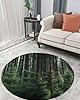 Summer Forest Fluffy Round Area Rug Carpets 4ft, Plush Shaggy Carpet Soft Circular Rugs, Non-Slip Fuzzy Accent Floor Mat for Living Room Bedroom Nursery Nature Green Tree Modern Landscape Watercolor #1