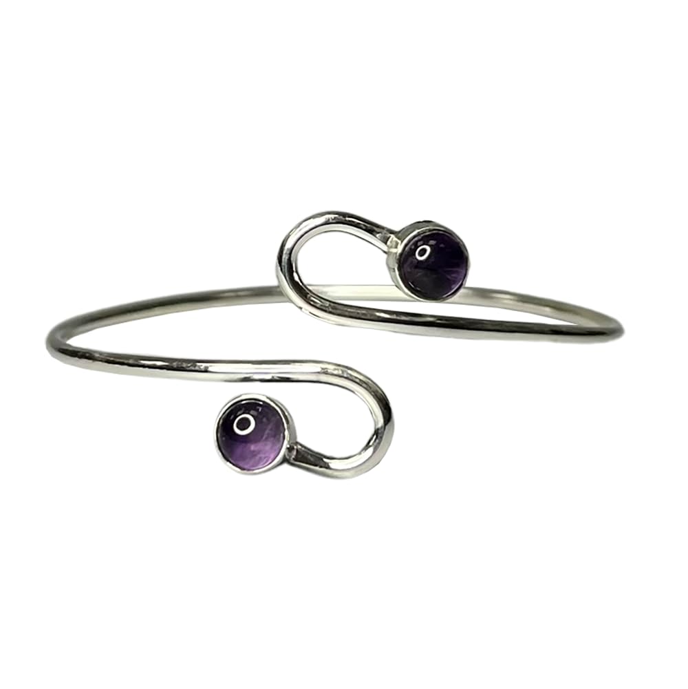 VIE Silver Plated Adjustable Serpentine Cuff Bangle, Amethyst