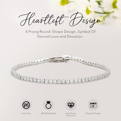 Lab-Grown Diamond Tennis Bracelet in 14K White Gold with 7-Inch Length for Women, Best Jewelry Gift (Color F-G, Clarity VVS-VS)3