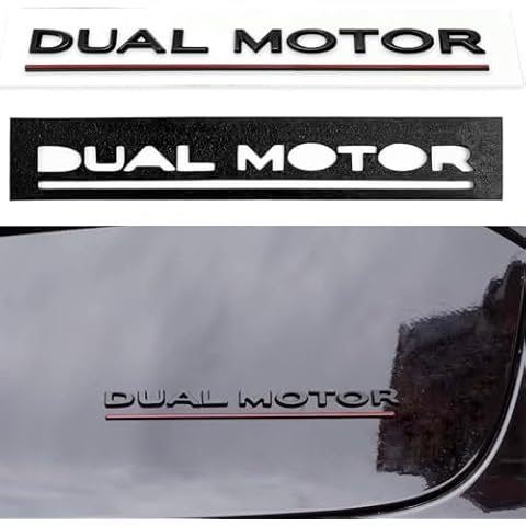 Dual Motor Letters Emblem Sticker Compatible with Te-sla Model 3 X S Y, 3D Letter Decal Performance Badge for Fender Side Rear Trunk Decorative, Te-sla Accessories Cover