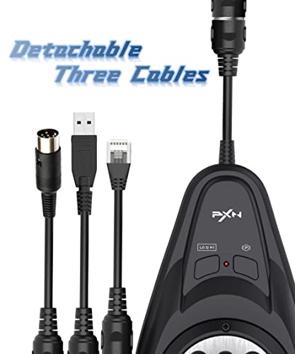 Image of PXN A7 Gear Shifter for Gaming Steering Wheel - H Shifter with 6-Speed, 3 Cables(USB, RJ11,DIN), Push Down Reverse Gear, P-Brake and High&Low Speed Buttons - Universal on PC