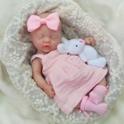 Muñeca Reborn bebé de silicón mini realista 7 pulgadas miniatura 2