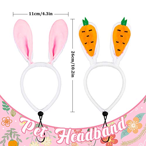 Whaline 2 Sets Easter Dog Bunny Costume Carrot Rabbit Ear Pet Headband Bowtie Collar Lace Skirt Tail 6Pcs White Pink Pet Easter Halloween Party Supplies For Small Medium Large Dog Cat #TOP2