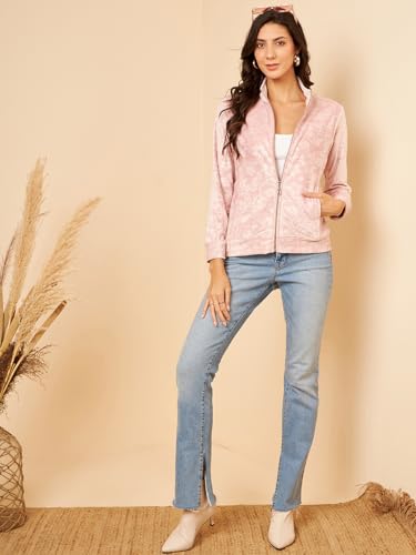 Image of Modeve Floral Printed Stand Collar Lightweight Tailored Jacket