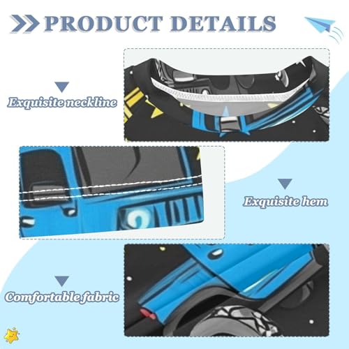 Kids Swimsuit Truck Monster Car Star Colorful Sunscreen T-Shirts Swimwear Sets UPF 50+3