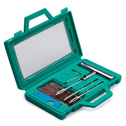 Segomo Tools 10 Piece Universal Flat Tire Puncture Repair Kit for Motorcycles, Cars, Jeep, Trucks, ATV | Tire Patch Kit | Tire Repair Kit with Plugs | Flat Tire Repair Kit | Tire Plug Kit - TIRE01