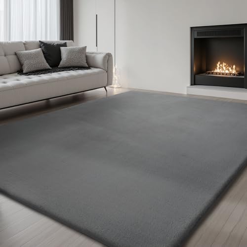 Sour Lemon Teppich Wohnzimmer 275x370cm,Großer Grauer Teppiche Kunstfell – Ansicht 1