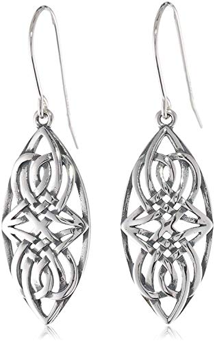 Oxidized 925 Sterling Silver Celtic Oval Infinity Knot Drop Earrings