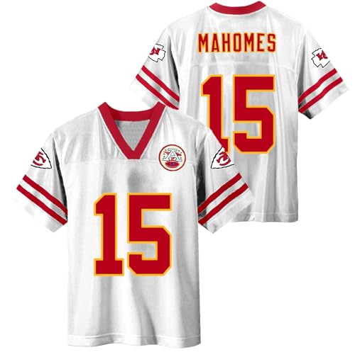 Patrick Mahomes Kansas City Chiefs White 15 NFL Kids Youth 4-20 Name and Number Alternate Away Player Jersey (8)