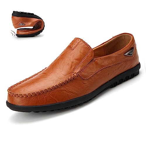 Optigard Men's Casual Slip On Leather Loafers Comfortable Breathable Walking Shoes Lightweight Driving Moccasin