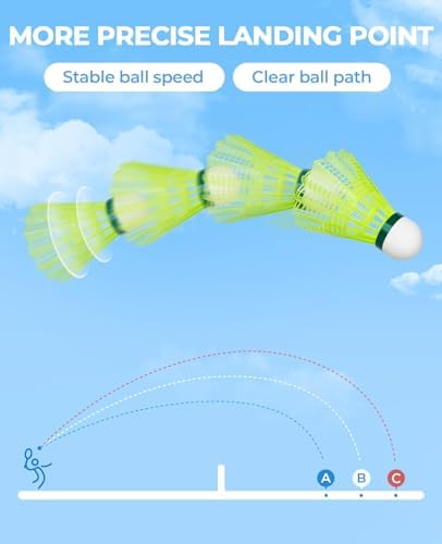 HIRALIY 6/12/24 Pack Badminton Birdies Nylon, 360 Nylon Glow in The Dark Badminton Shuttlecocks for Backyard, 2 Color Light Up Durable Set, Wind Resistant Ball for Family (Regular Birdies, 12) - 3