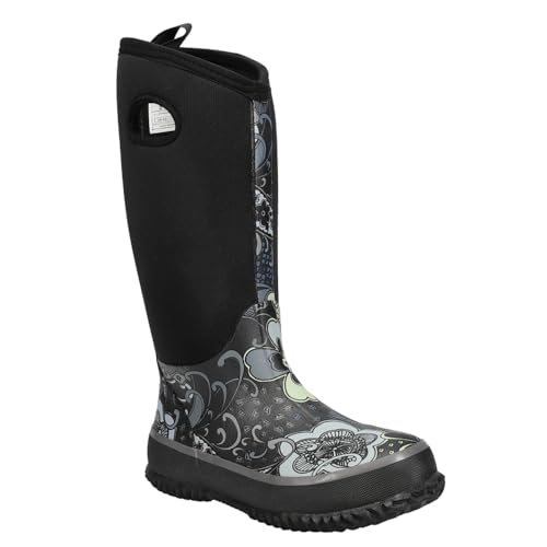 ROPER Womens Barnyard 12 Inch Floral Round Toe Rain Casual Boots Mid Calf - Black2