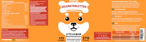 Gelenktabletten Hund 135 Kauhappen mit Grünlippmuschel Teufelskralle und Glucosamin 100 % natürlich für Gelenke Knochenschutz bei Arthrose