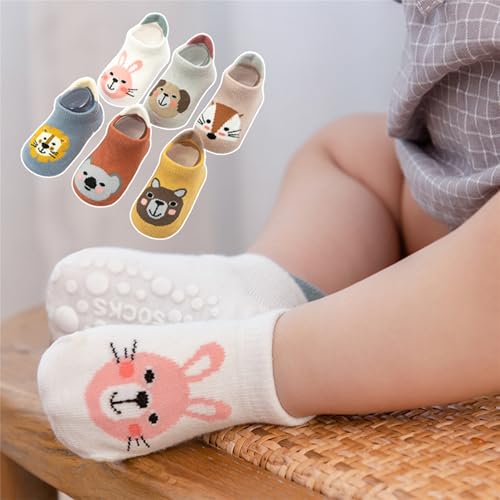Toddler Baby Non-Skid Ankle Socks with Grips Girls Boys Anti-Slip Floor Socks for Infants 12 Pairs2