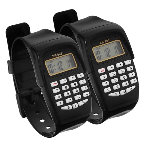 Mikikit Calculator Watch 6Pcs Geometric Calculators Universal Digital Watch, Wrist Type Practical Operation Portable Calculator Black Calculating Boys