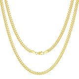 Nuragold 18k Real Yellow Gold Solid Miami Cuban Link 3.5mm Chain Necklace (16'-30') Italian Jewelry for Men & Women