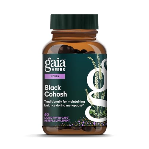 Gaia Herbs Black Cohosh, Vegan Liquid Capsules, 60 Count - Supports Healthy Menopause Transitions and Female Reproductive Function, 400mg Black Cohosh Root Extract